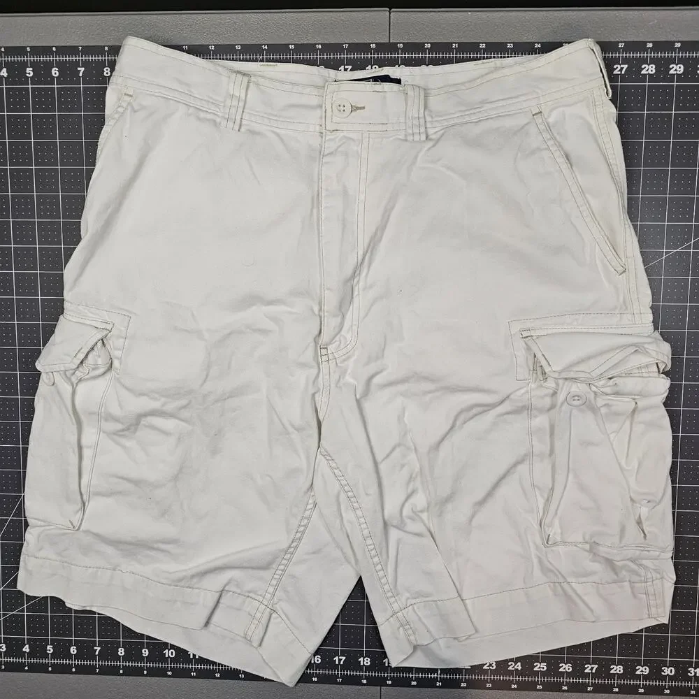 Polo Ralph Lauren Cargo Shorts 36x10 White Utility Streetwear Y2K Loose Wideleg